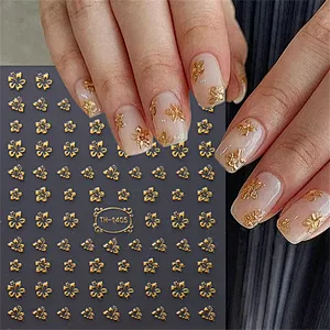 Gold Flower Nail Stickers