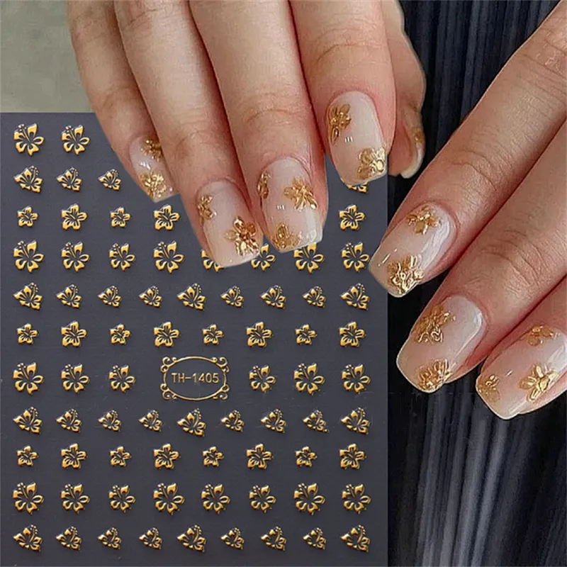 Gold Flower Nail Stickers